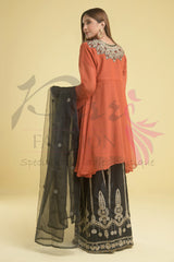 3PC Embroidered pure chiffon Dress