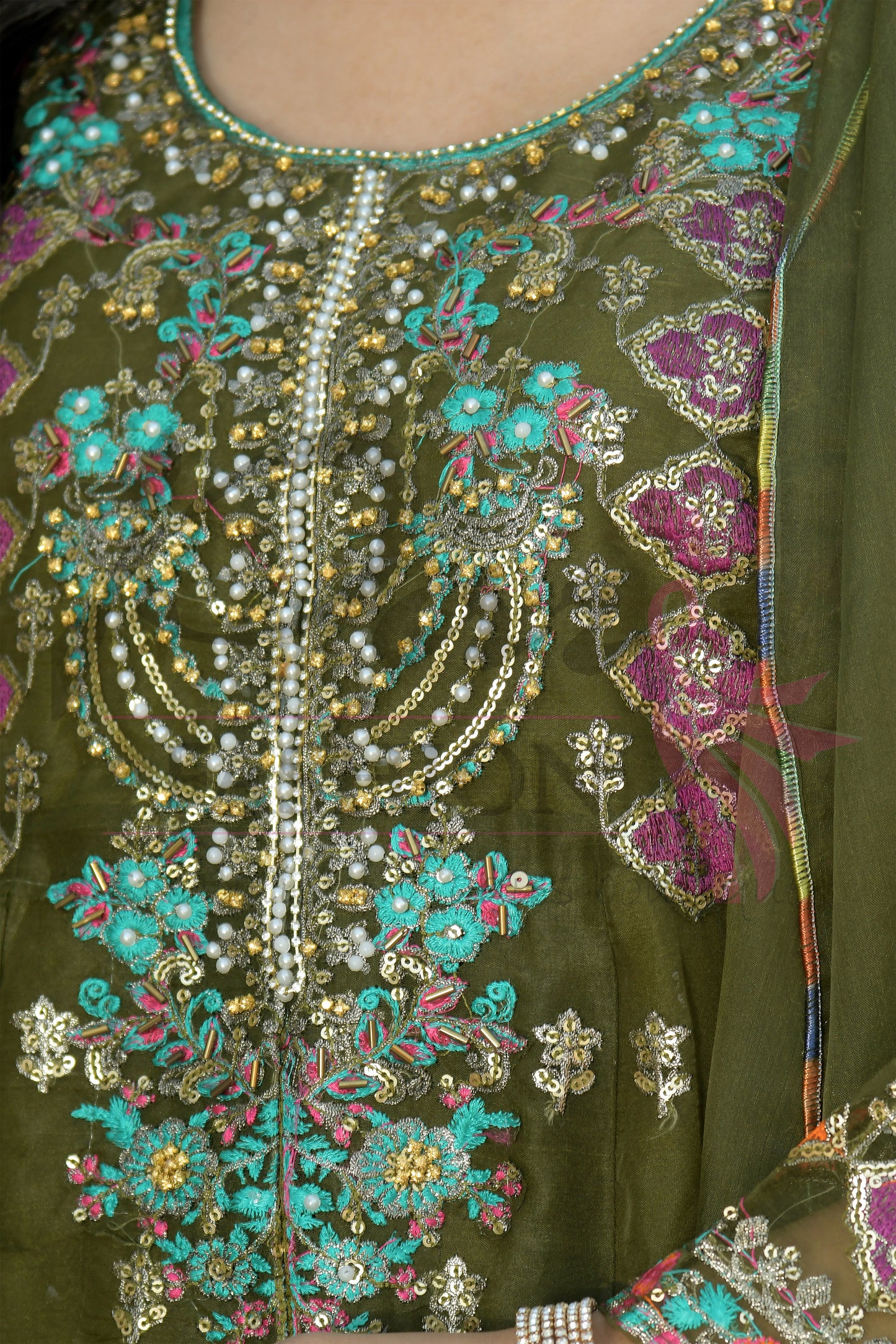 3PC Embroidered Maxi