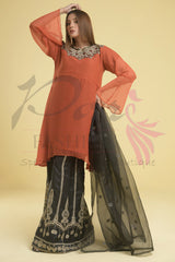 3PC Embroidered pure chiffon Dress