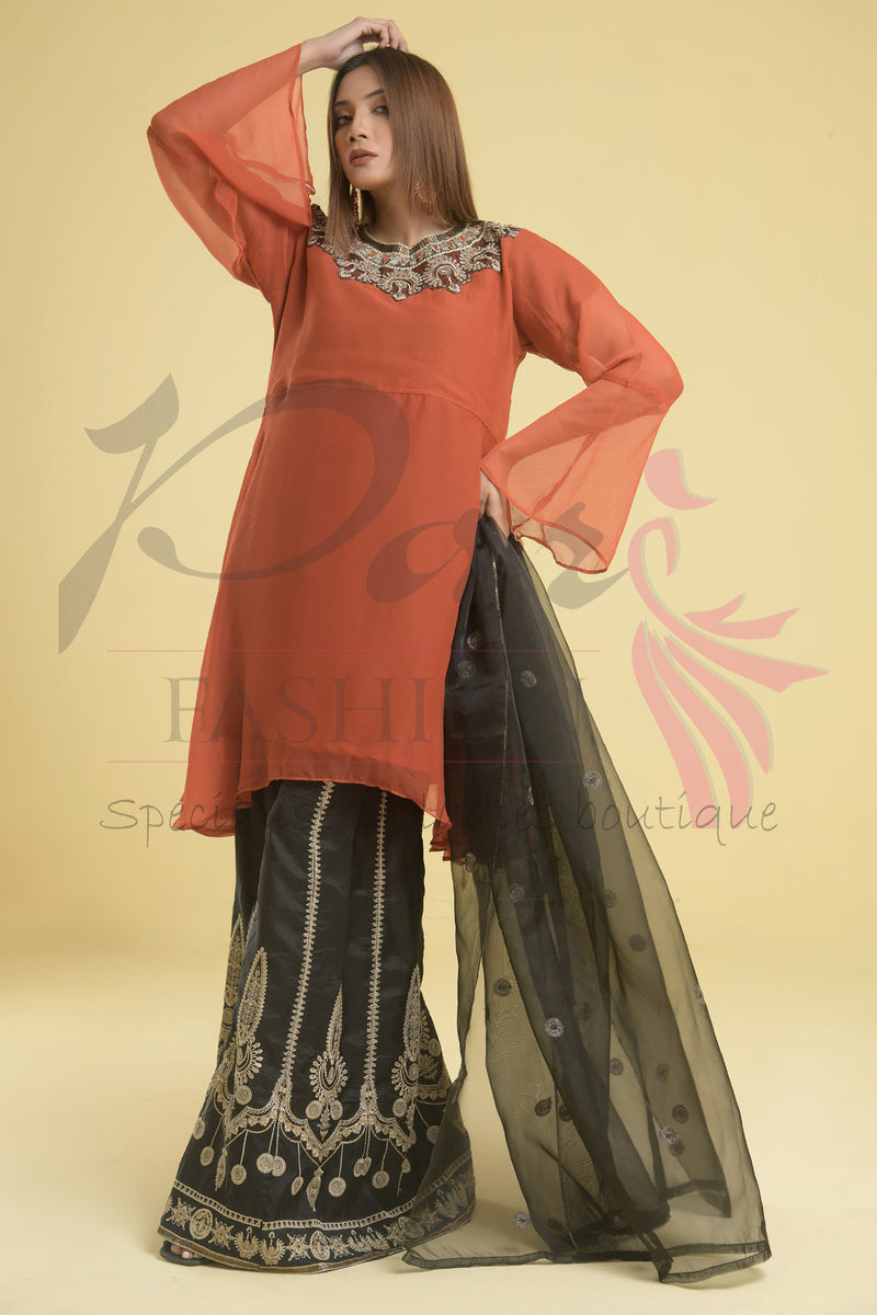 3PC Embroidered pure chiffon Dress