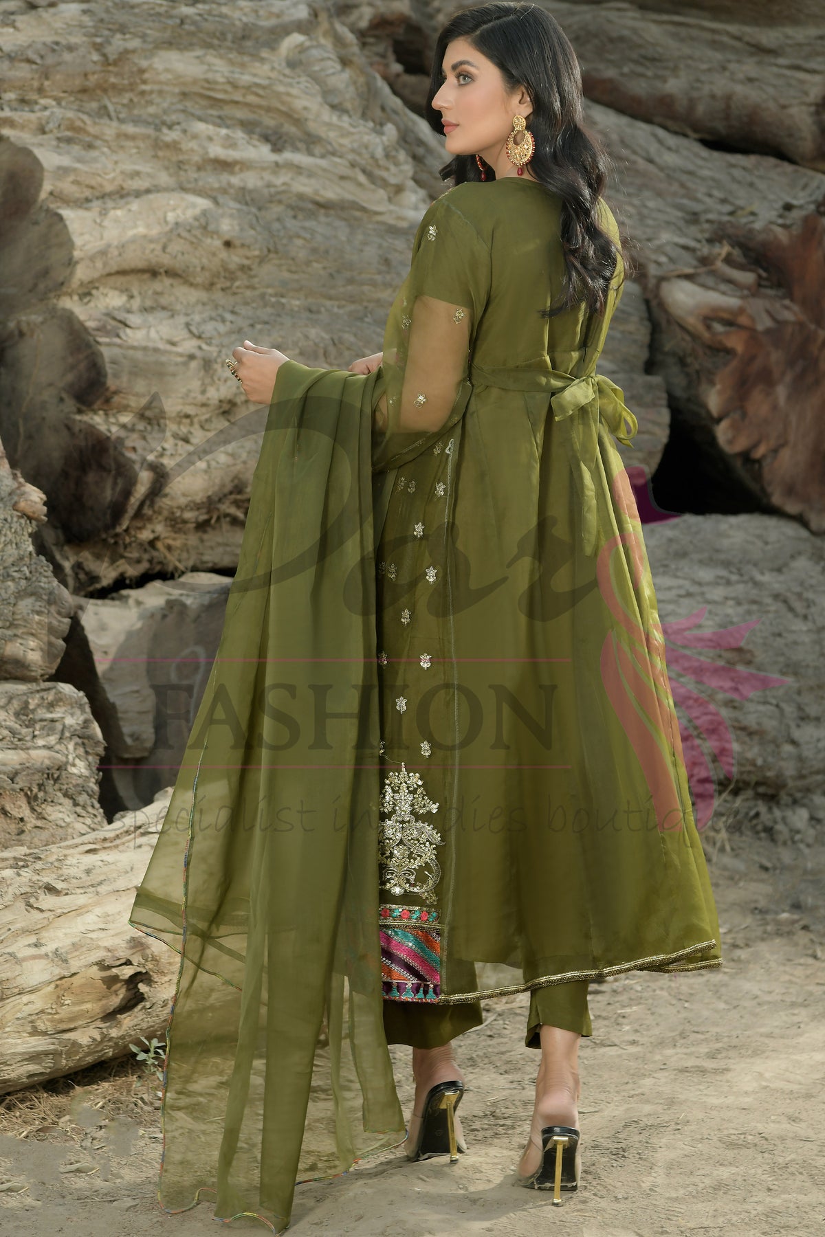 3PC Embroidered Maxi