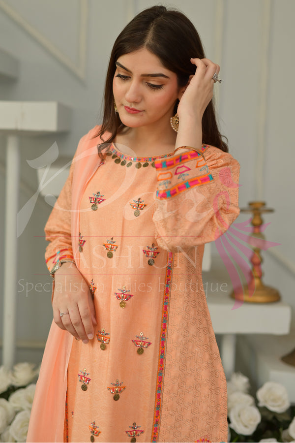 3PC EMB Jacquard Lawn Dress