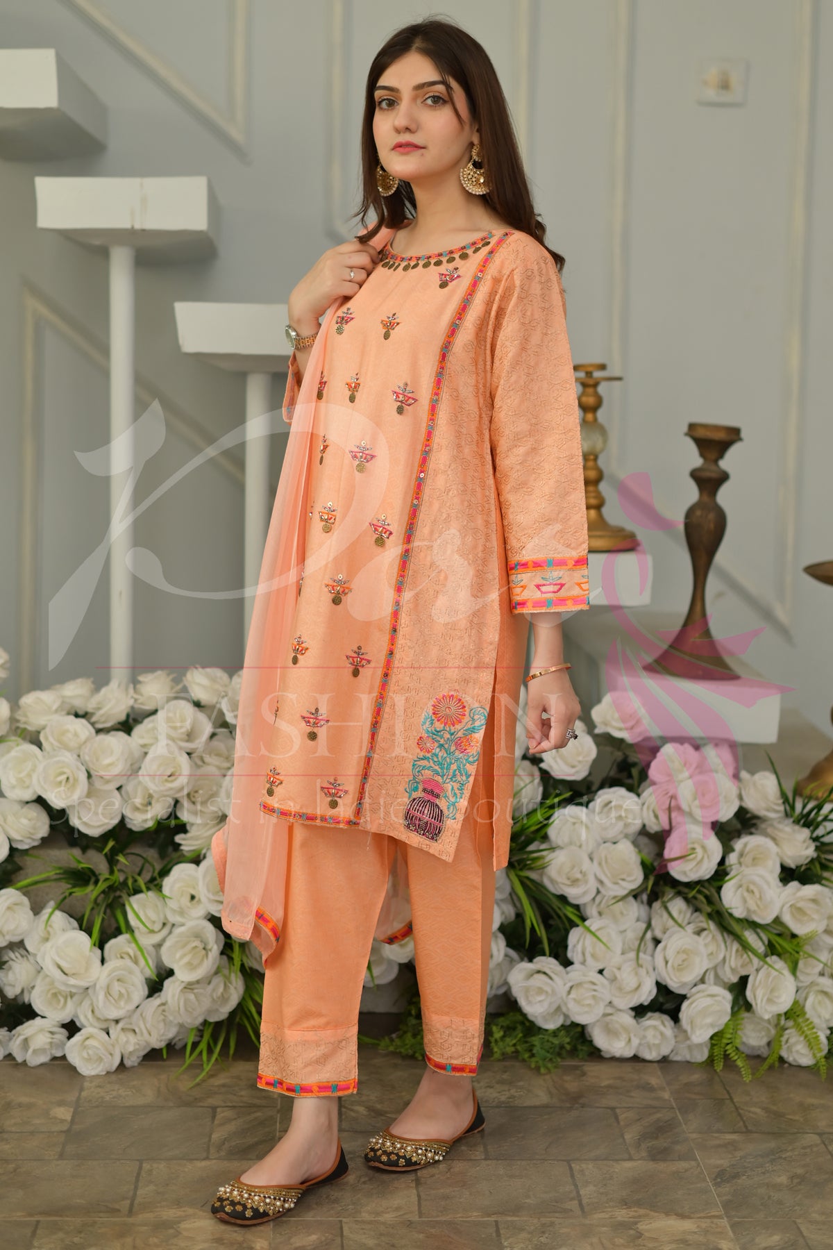 3PC EMB Jacquard Lawn Dress