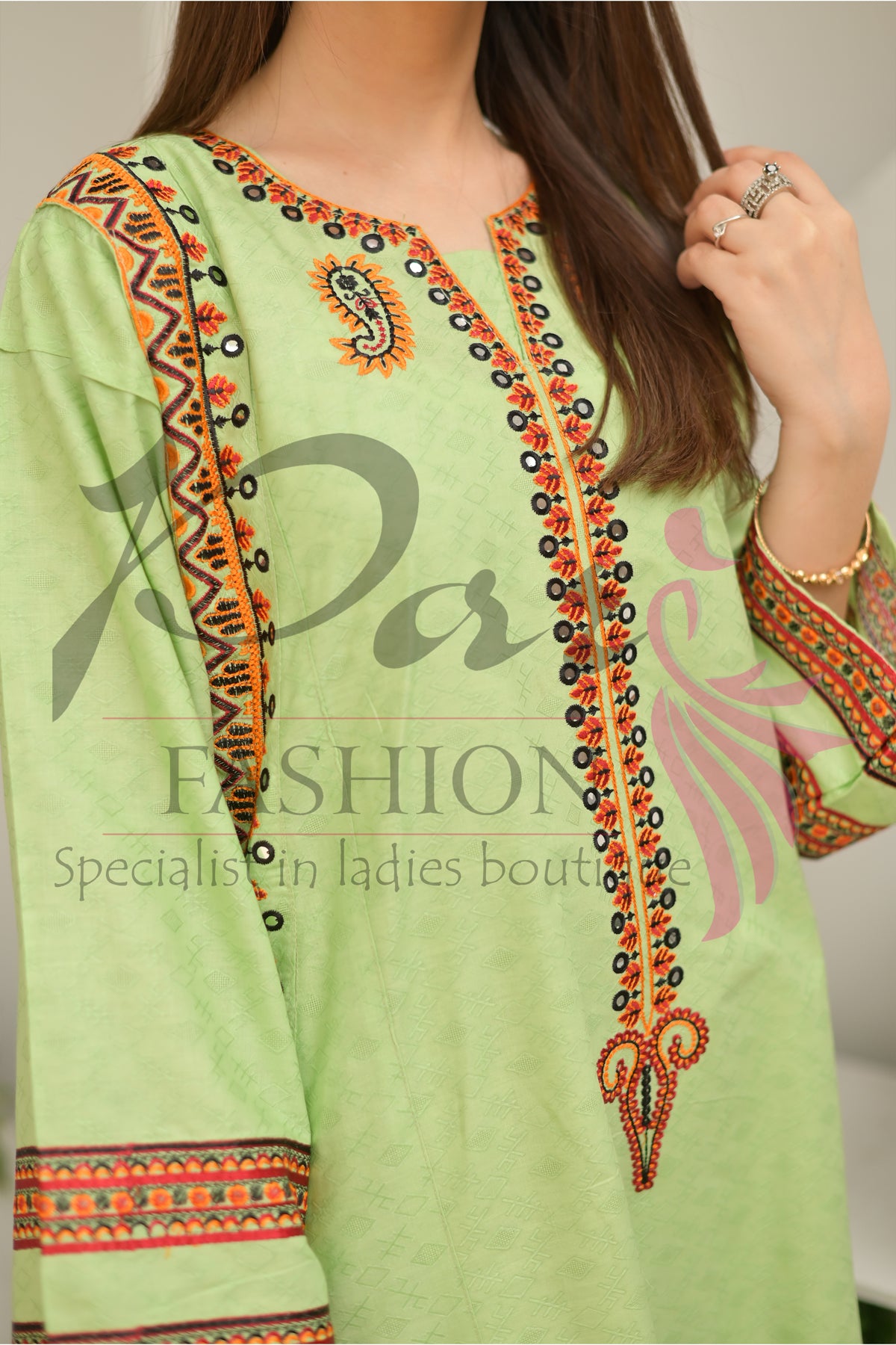 3PC Embroidered jacquard lawn Dress