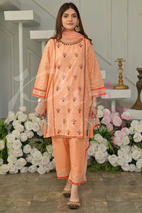 3PC EMB Jacquard Lawn Dress