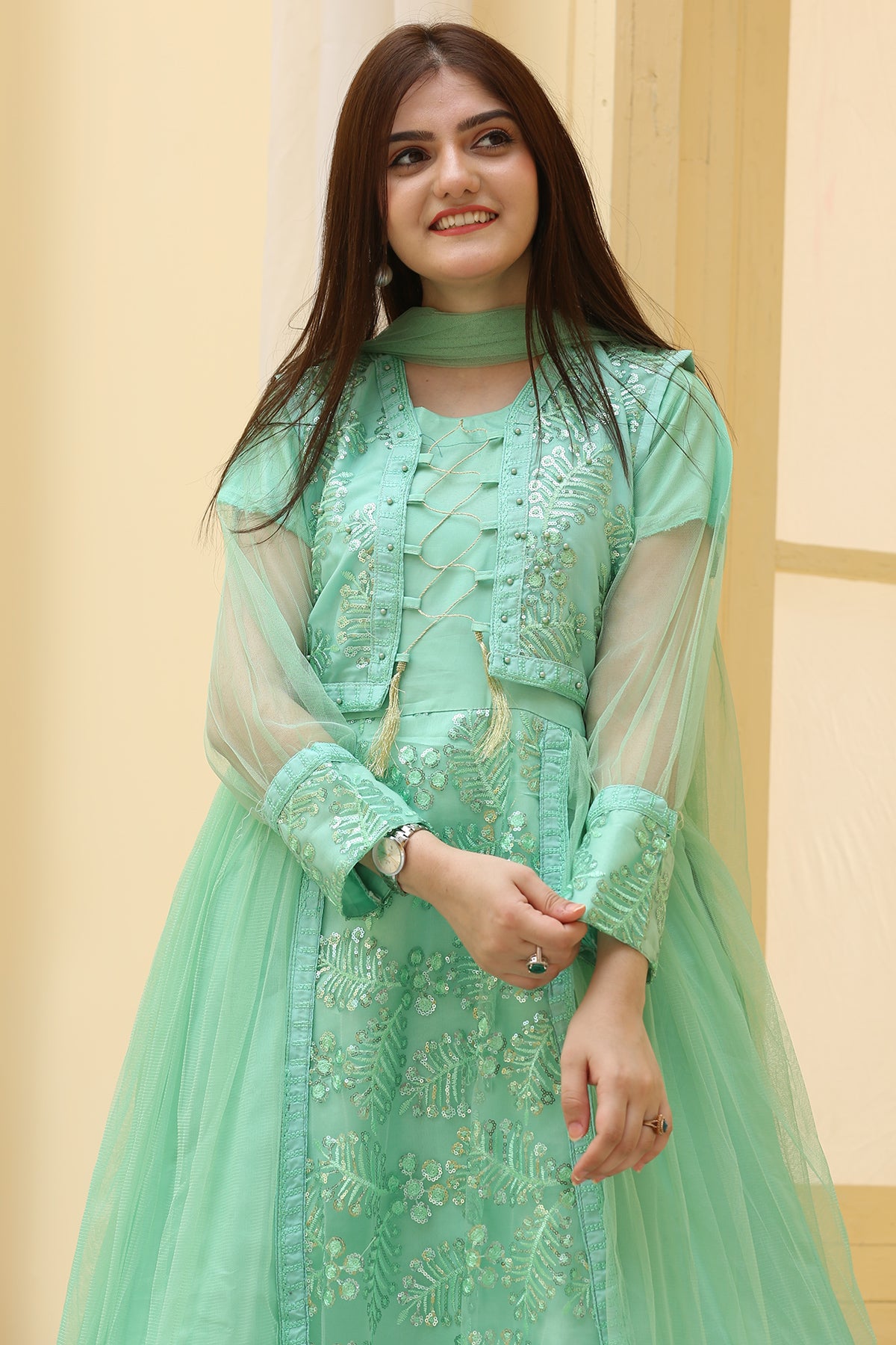 3PC Fancy Net Dress