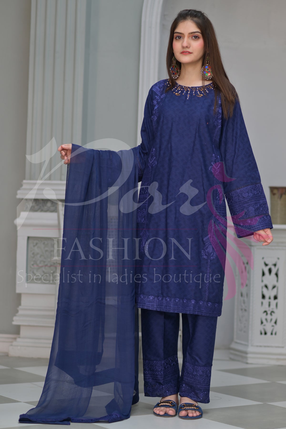 3PC EMB Jacquard Lawn Dress