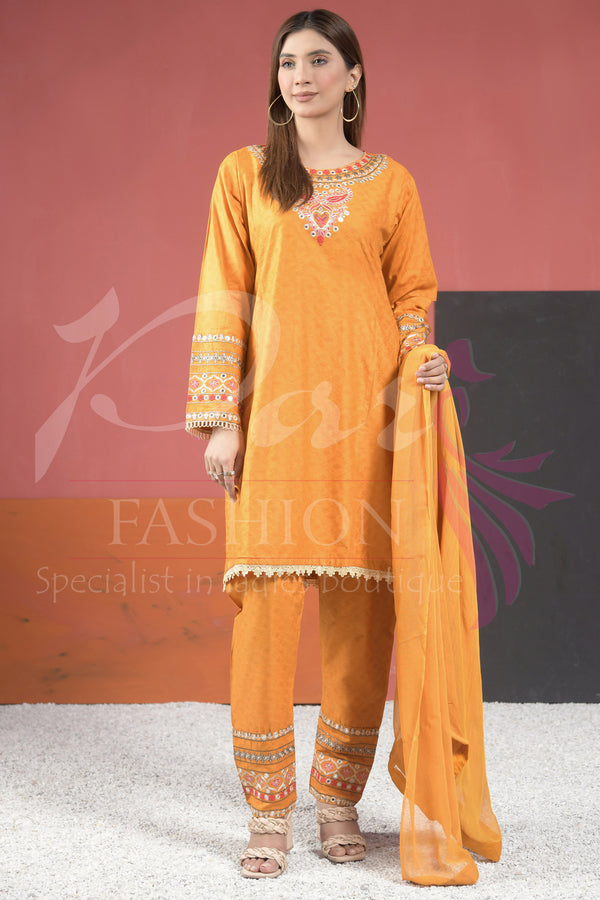 3pc Embroidered Jacquard Lawn Suit