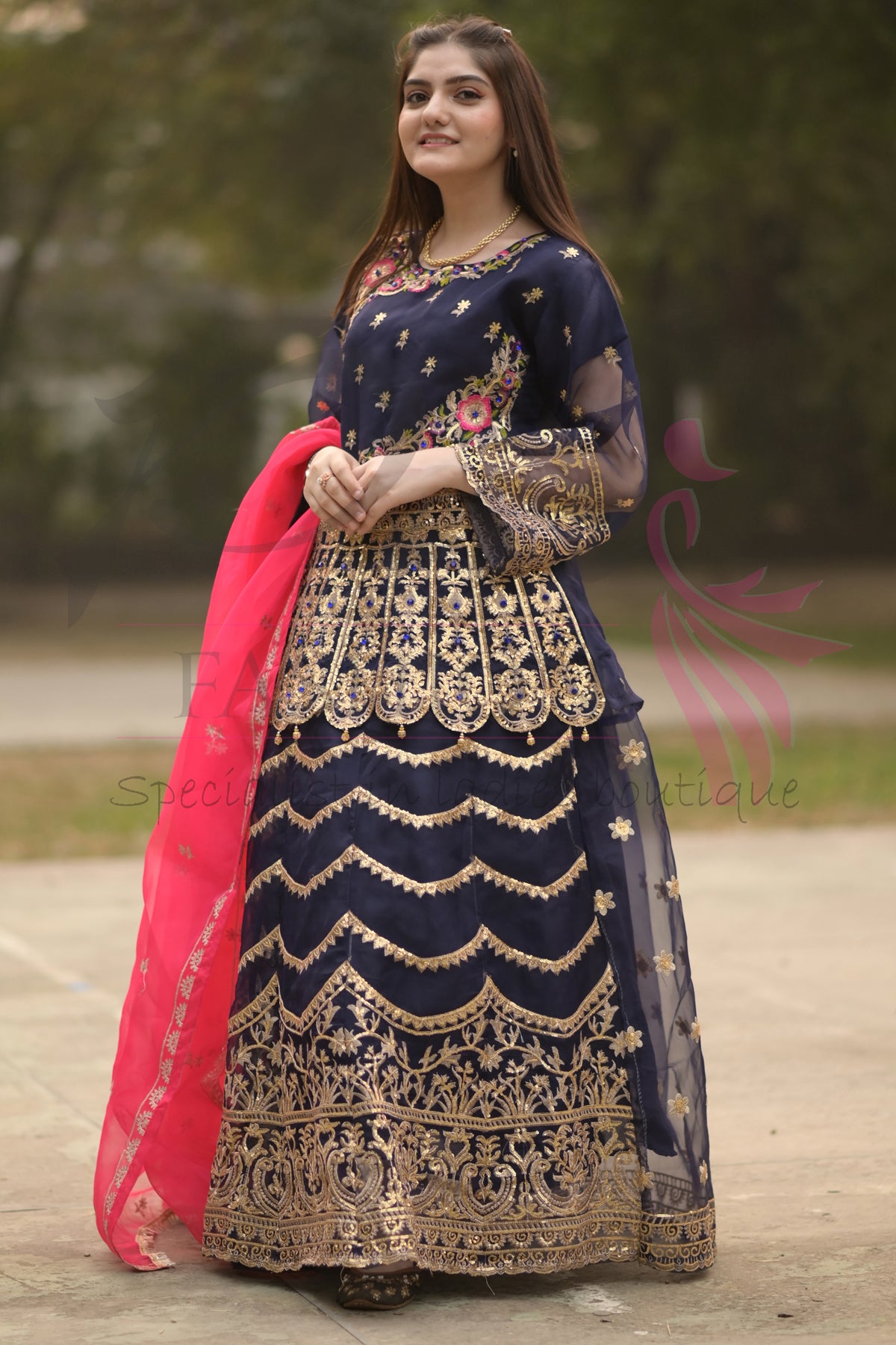 3PC Embroidered Organza Dress