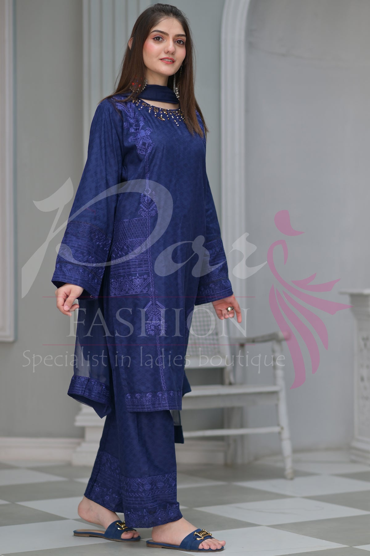 3PC EMB Jacquard Lawn Dress