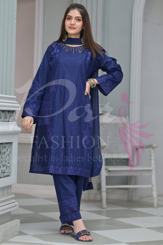 3PC EMB Jacquard Lawn Dress