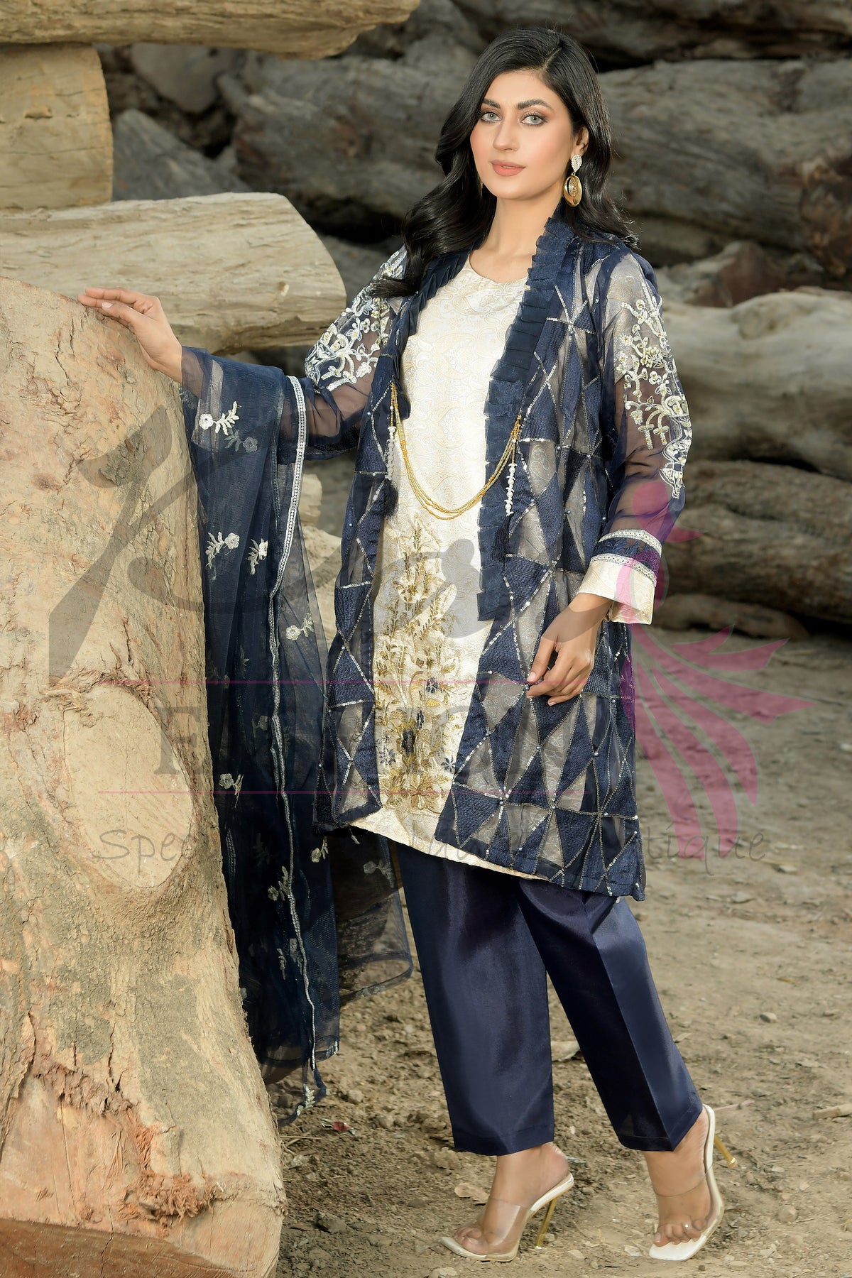 3PC Gown Embroidered