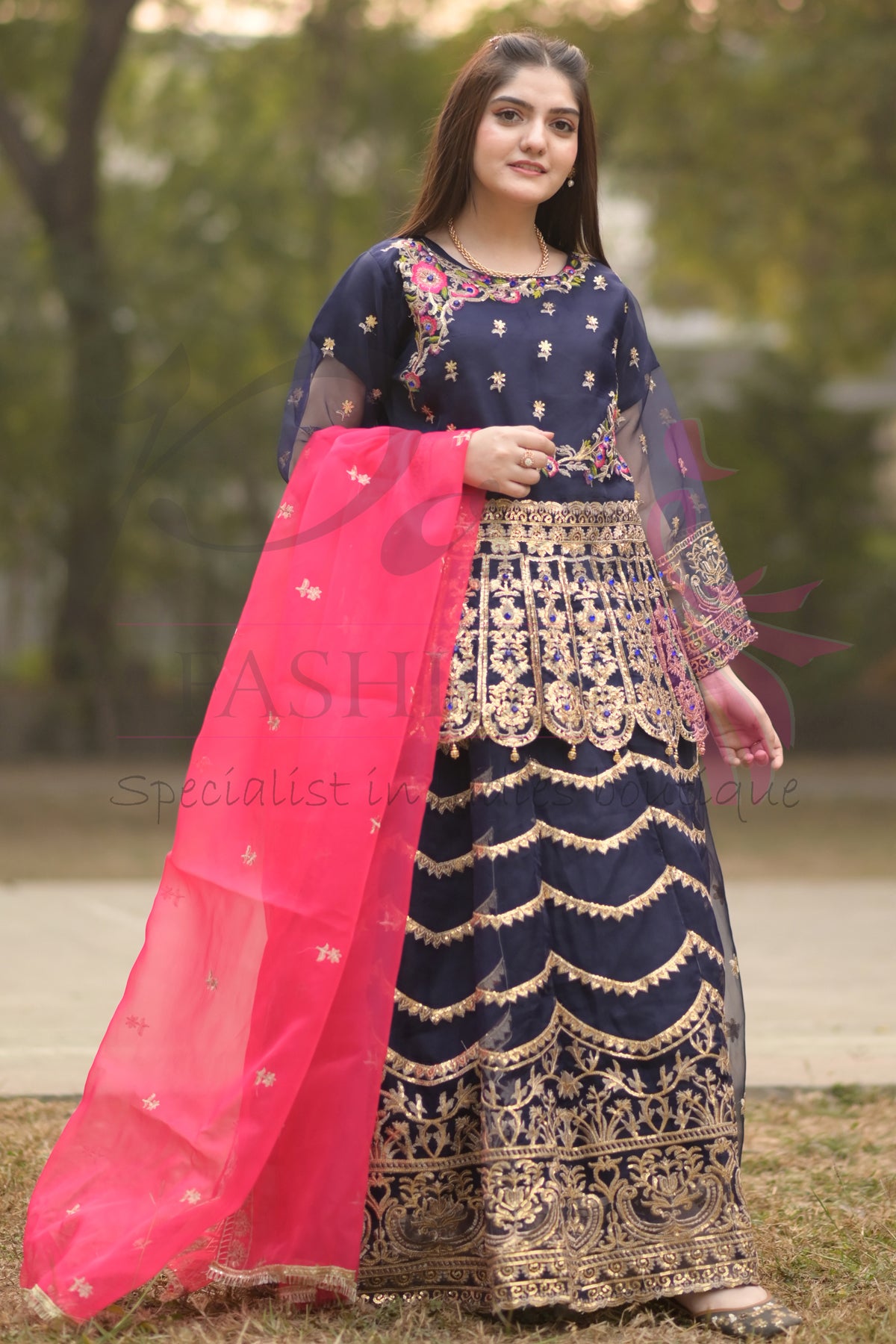 3PC Embroidered Organza Dress