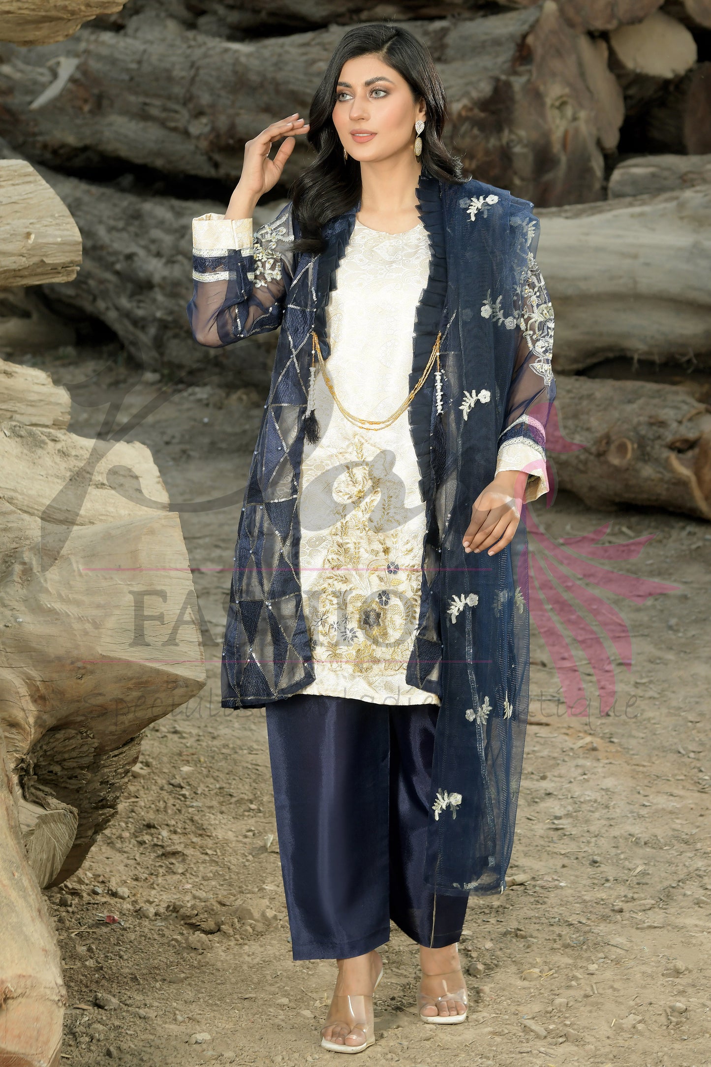 3PC Gown Embroidered