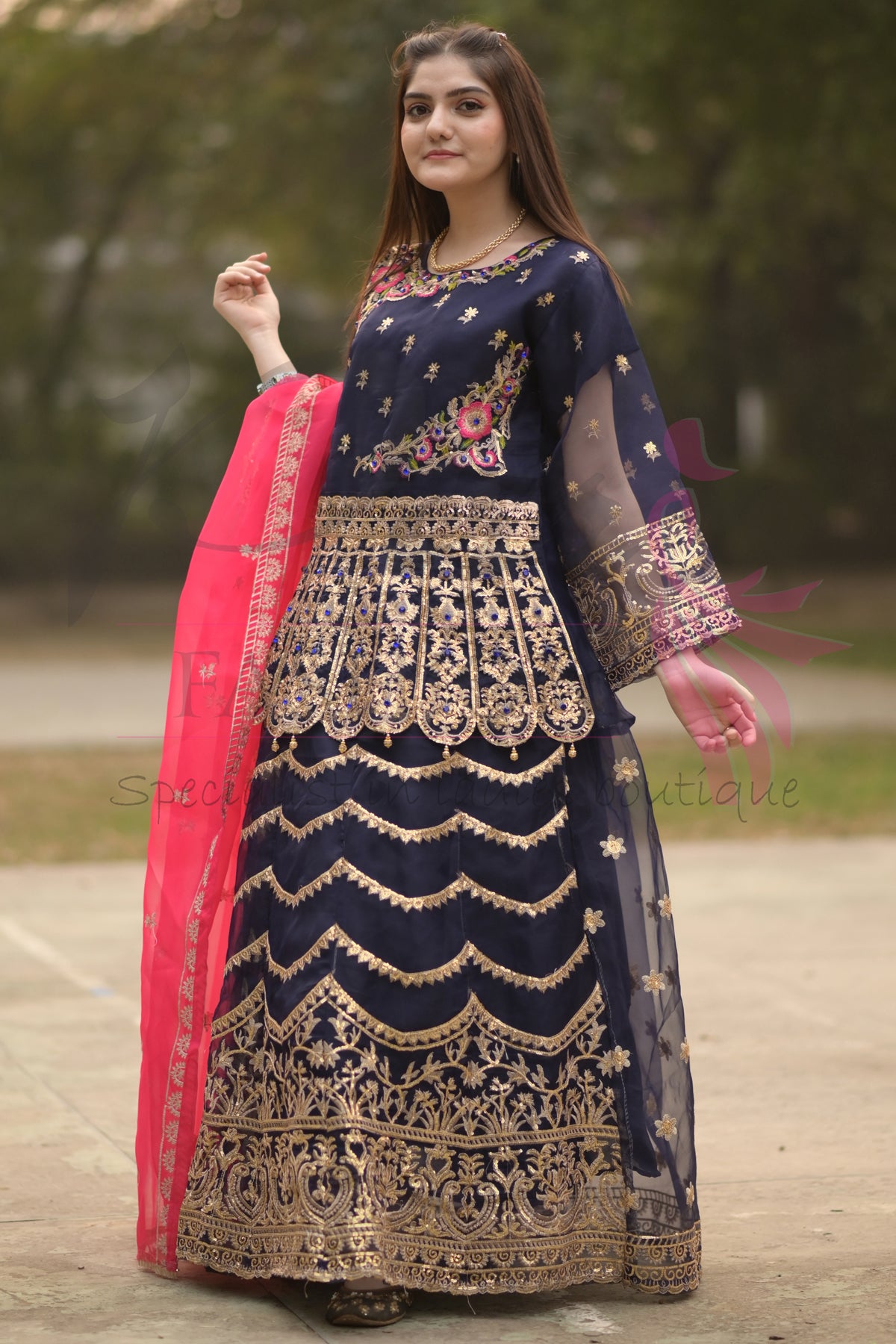 3PC Embroidered Organza Dress