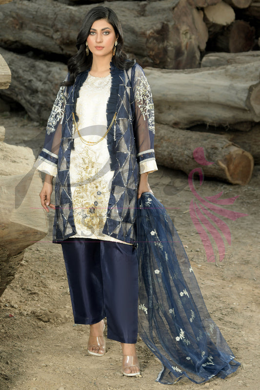 3PC Gown Embroidered