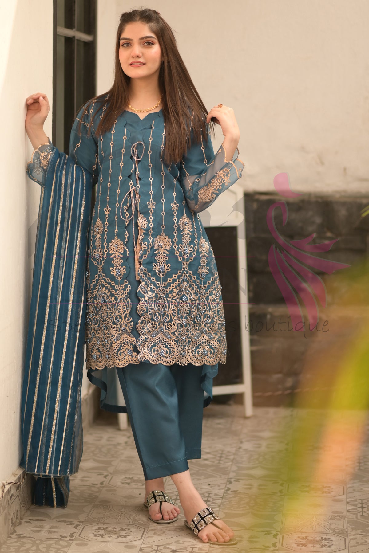 3PC Embroidered Organza Dress