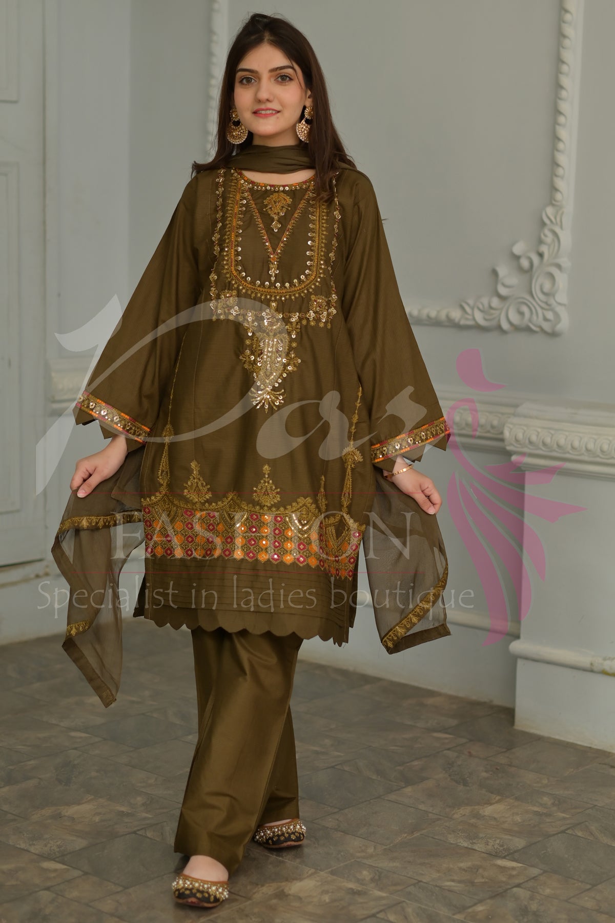 3PC EMB Jacquard Lawn Dress
