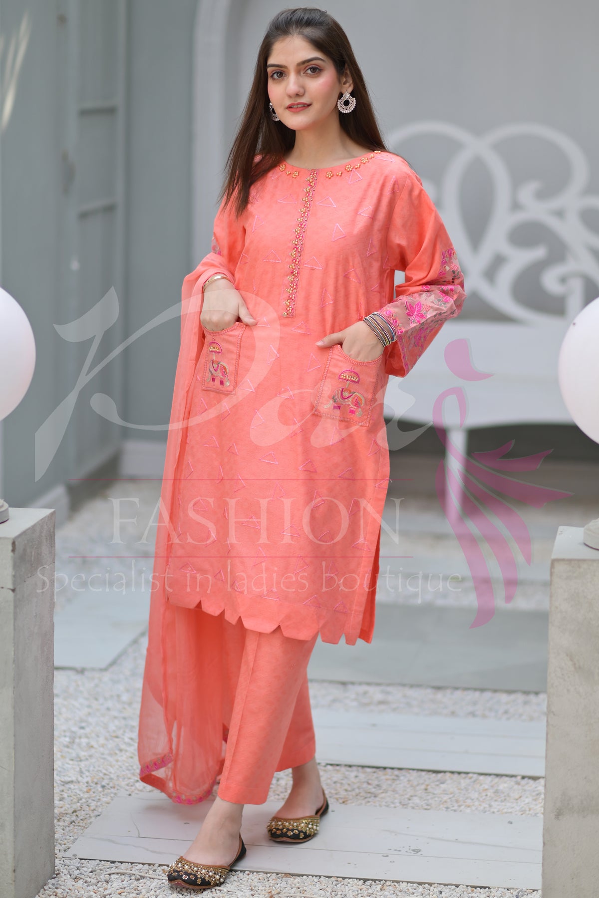 3PC EMB Jacquard Lawn Dress