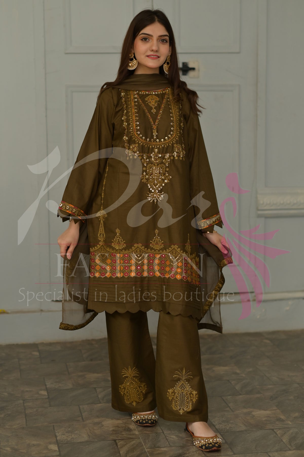 3PC EMB Jacquard Lawn Dress