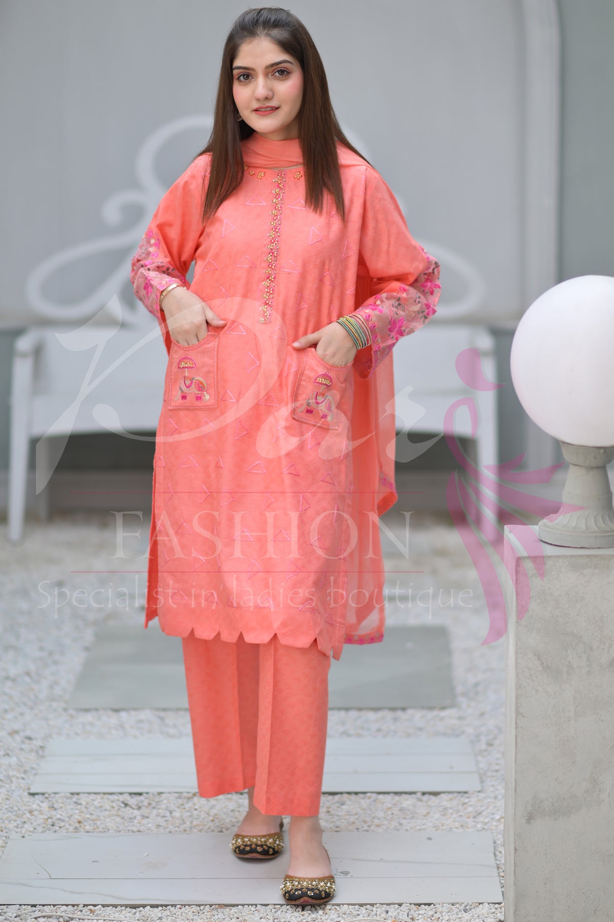 3PC EMB Jacquard Lawn Dress