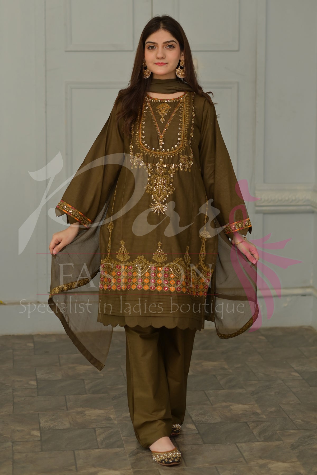 3PC EMB Jacquard Lawn Dress