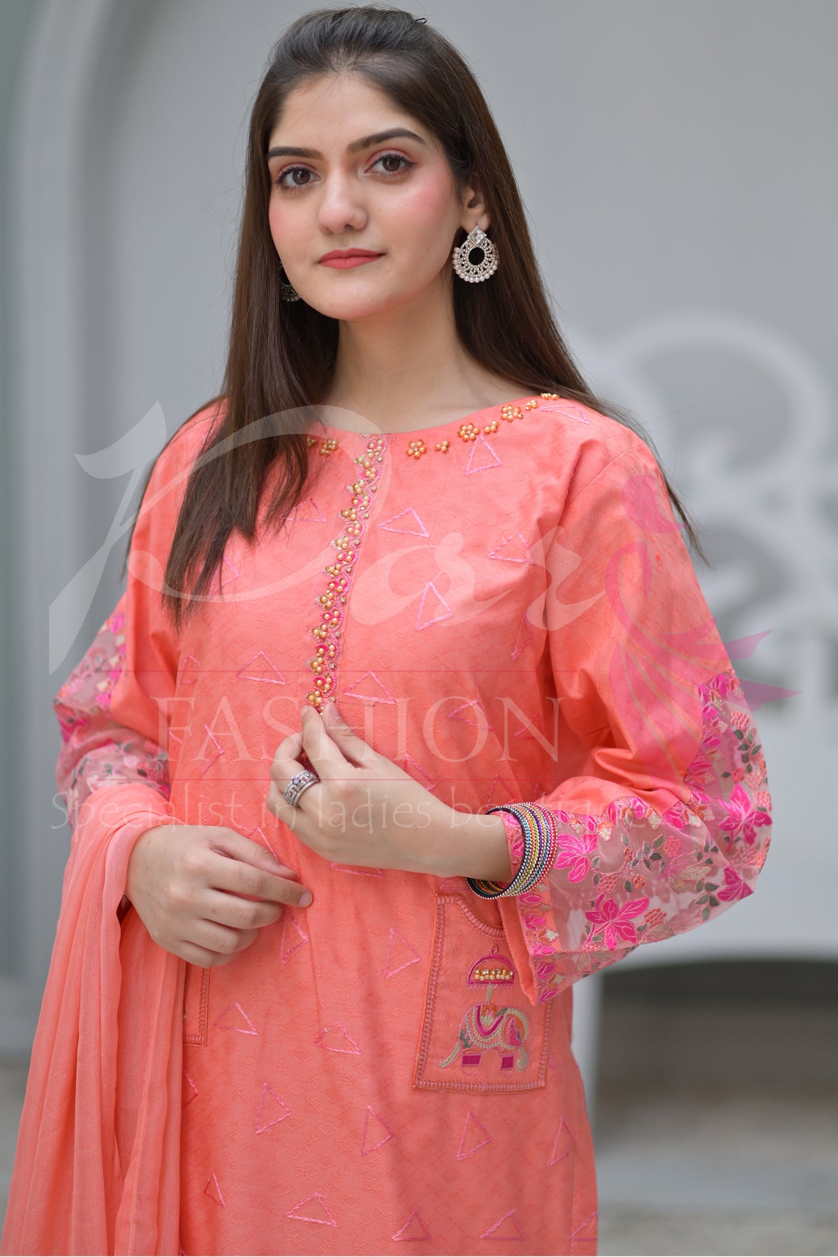 3PC EMB Jacquard Lawn Dress
