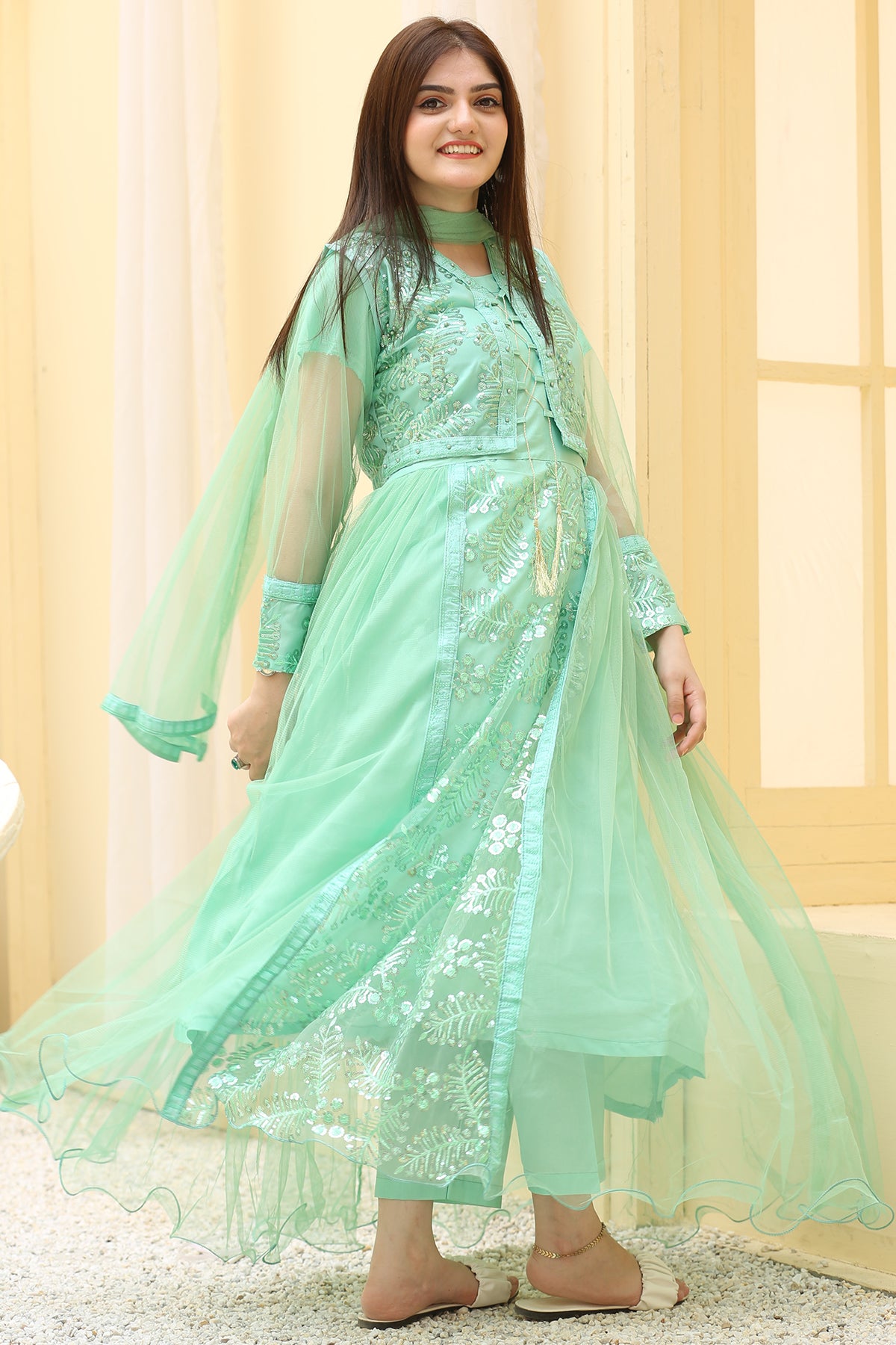 3PC Fancy Net Dress