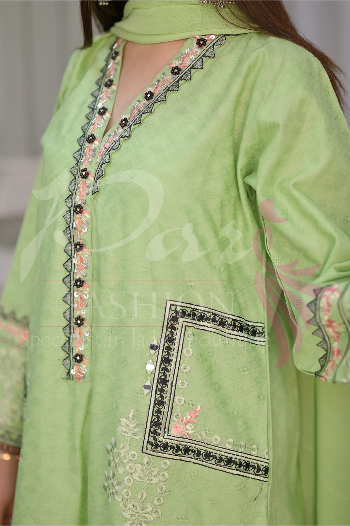 3PC EMB Jacquard Lawn Dress