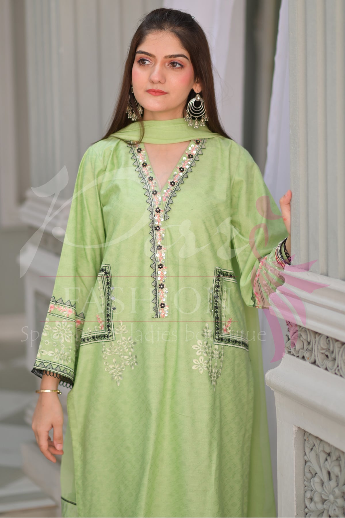 3PC EMB Jacquard Lawn Dress