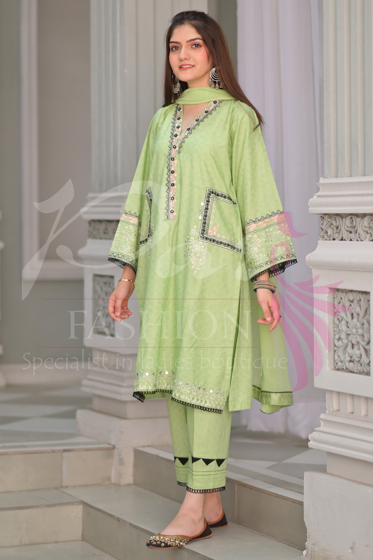 3PC EMB Jacquard Lawn Dress