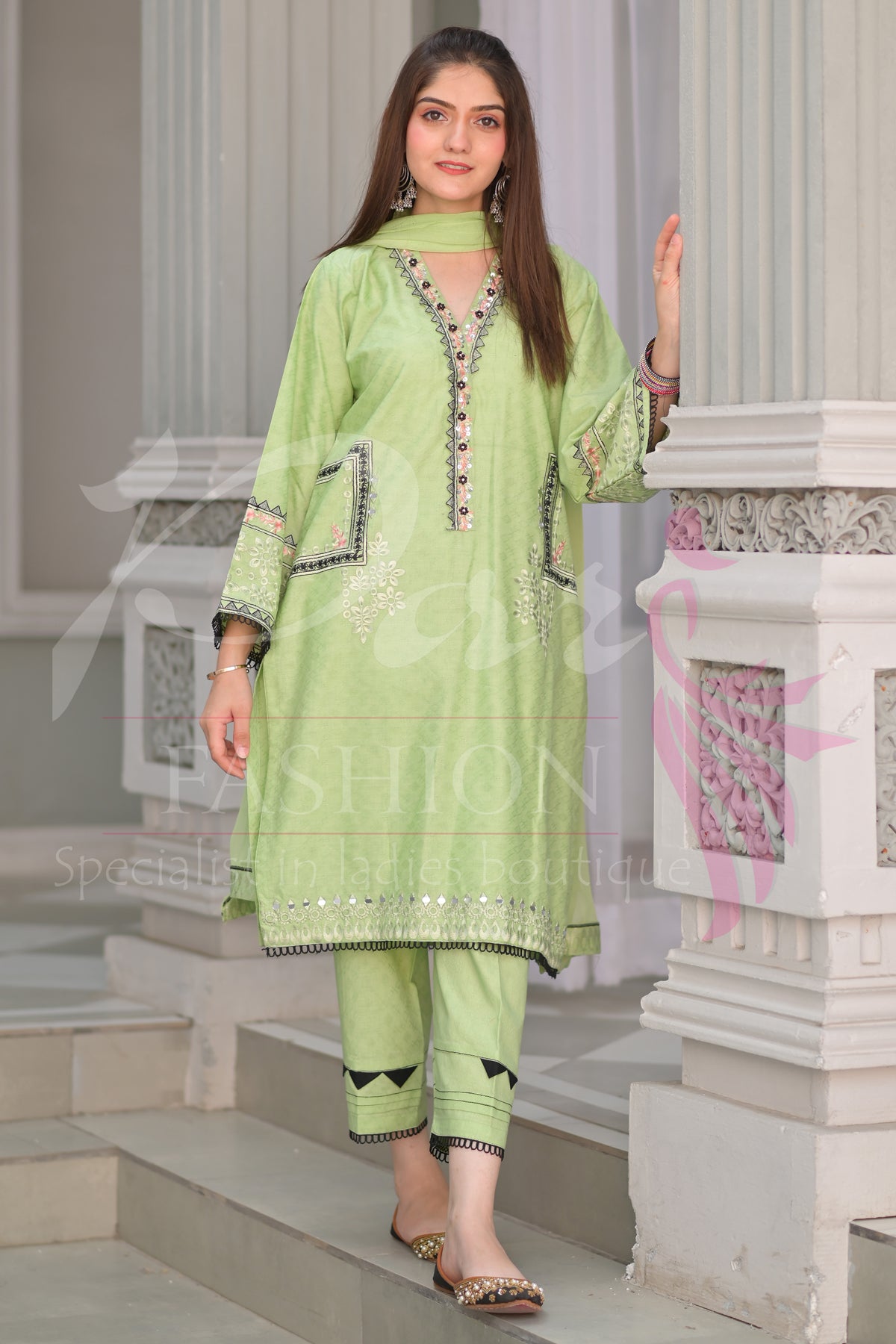 3PC EMB Jacquard Lawn Dress