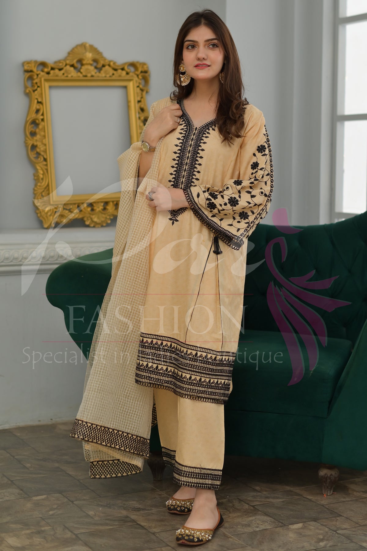 3PC EMB Jacquard Lawn Dress