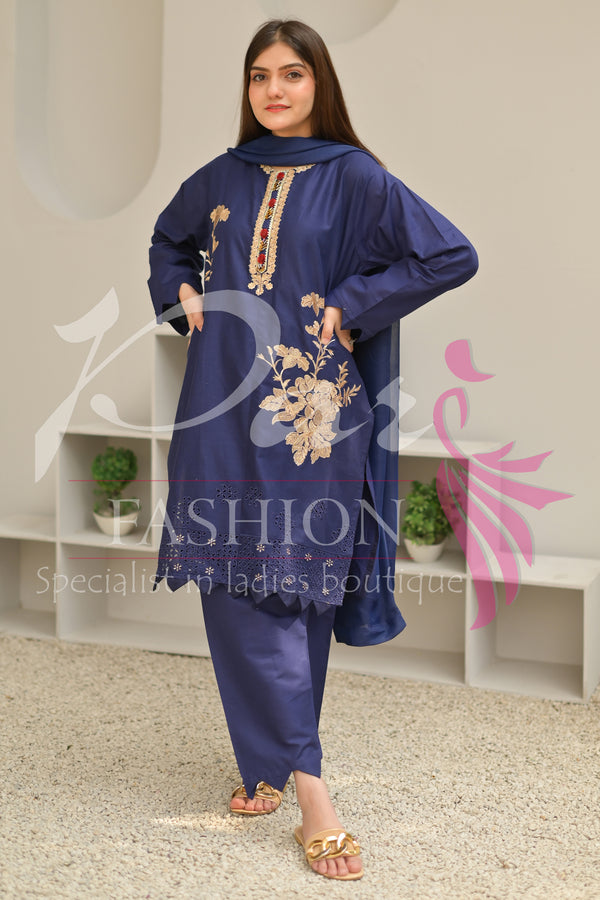 3PC Embroidered jacquard lawn Dress