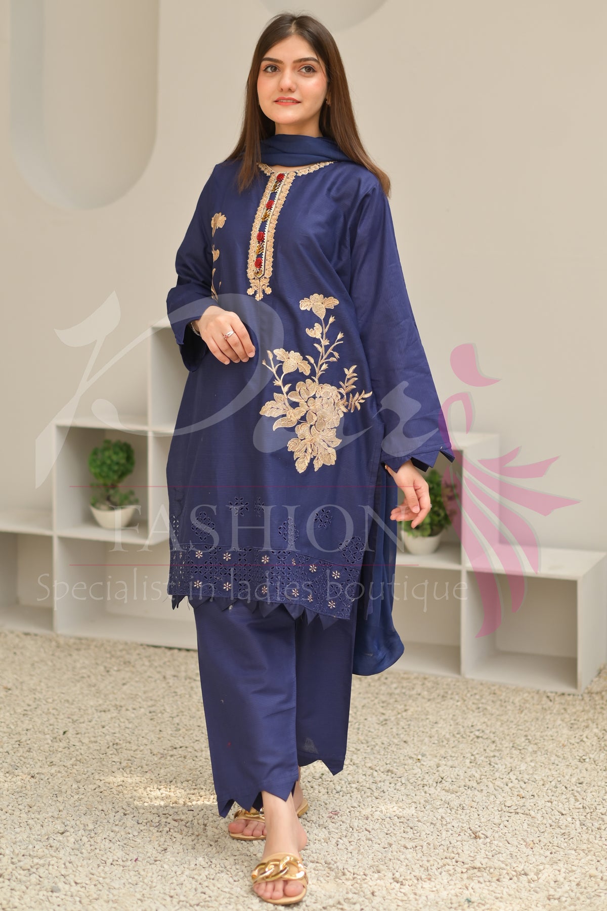 3PC Embroidered jacquard lawn Dress