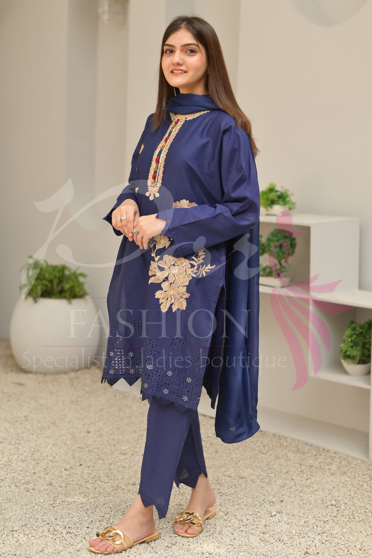 3PC Embroidered jacquard lawn Dress