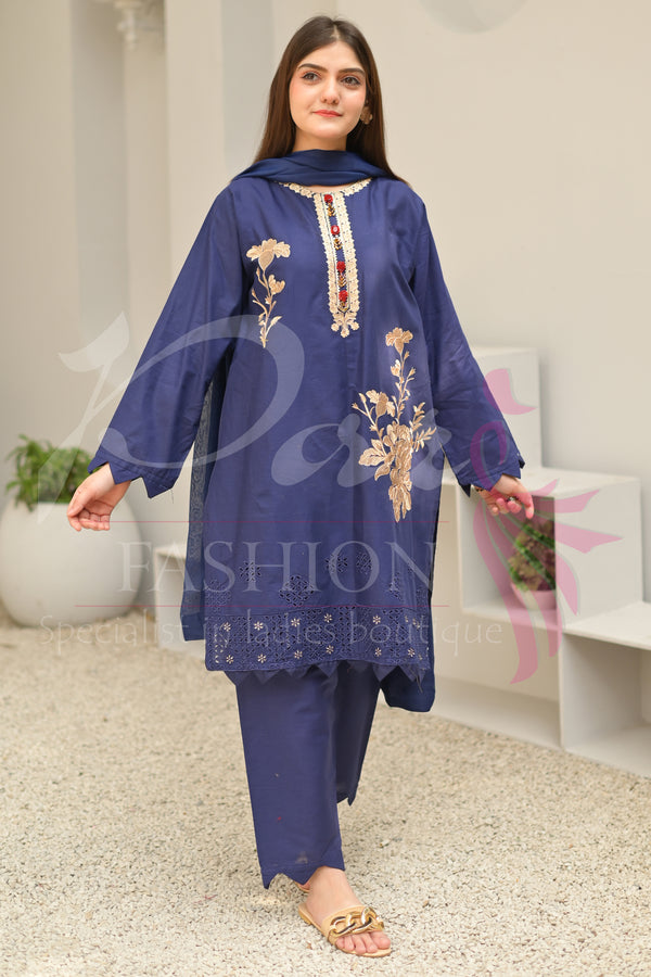 3PC Embroidered jacquard lawn Dress