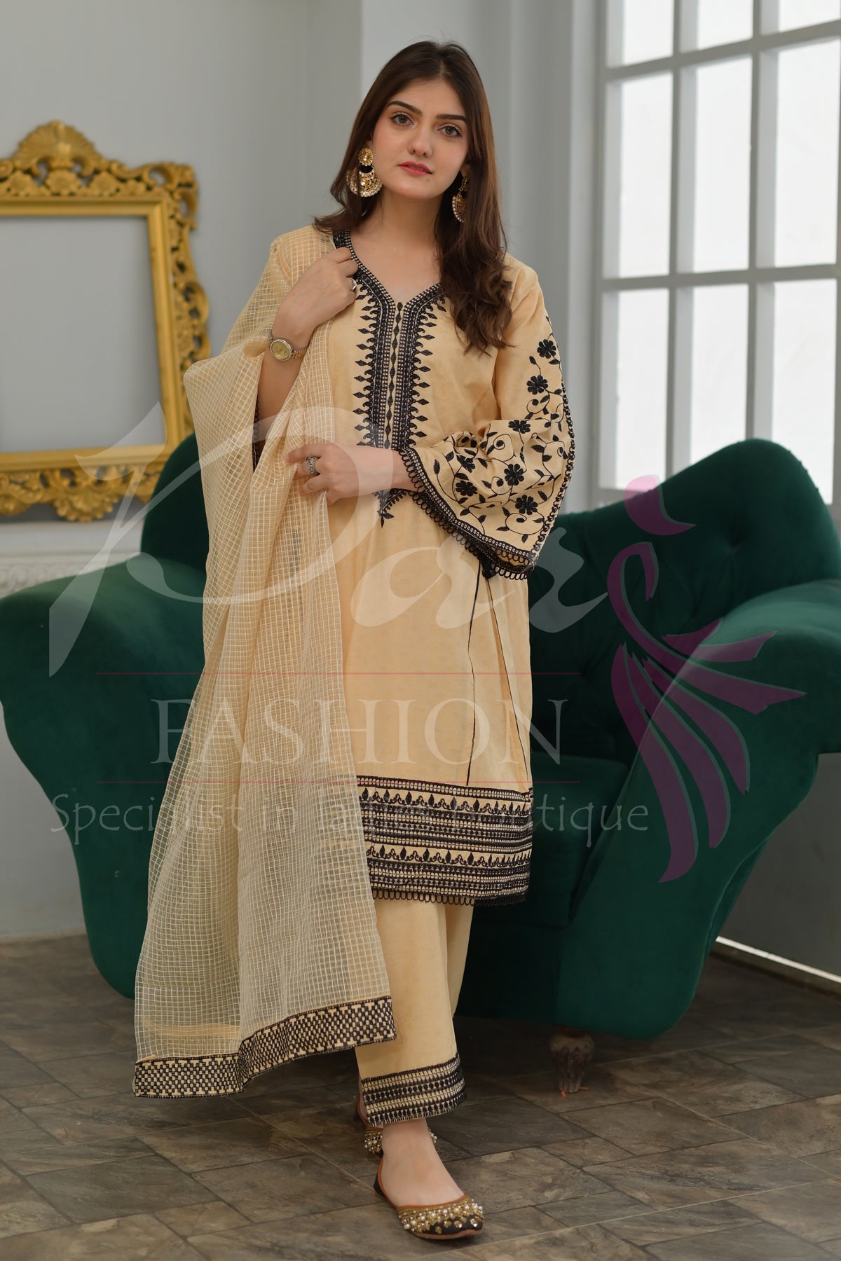 3PC EMB Jacquard Lawn Dress