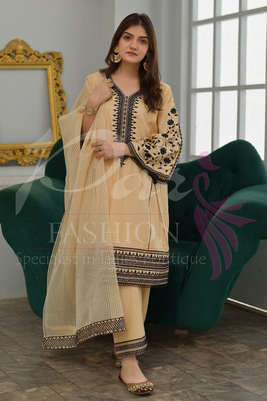 3PC EMB Jacquard Lawn Dress