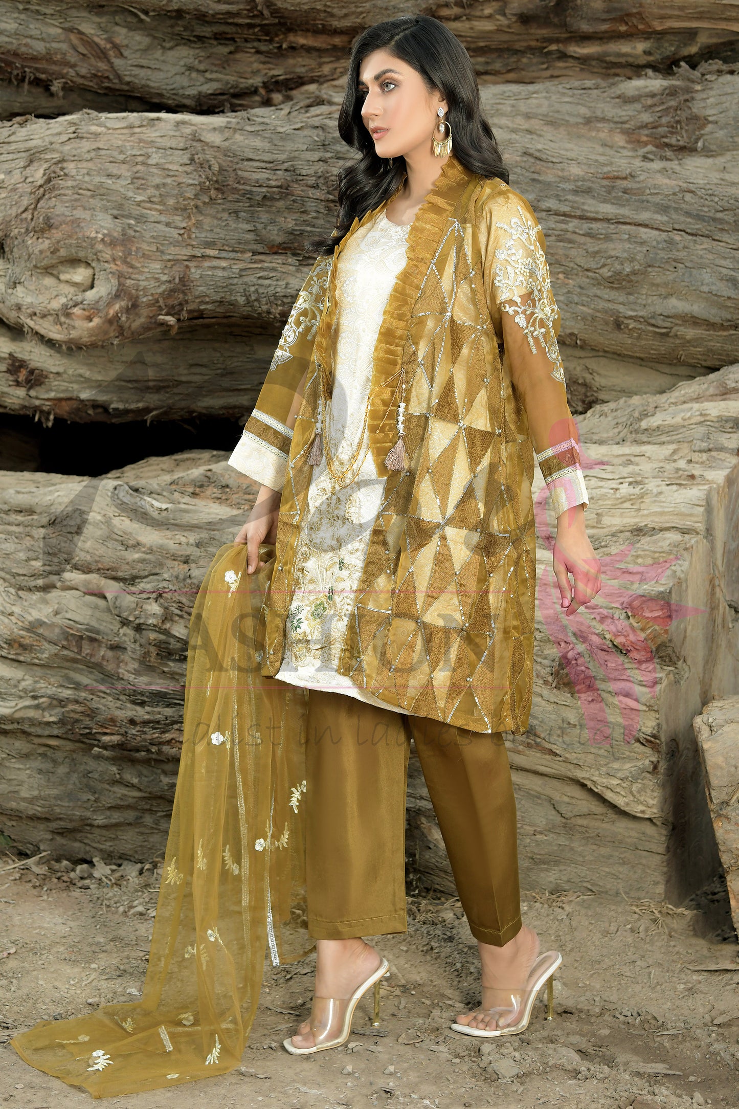 3PC Gown Embroidered