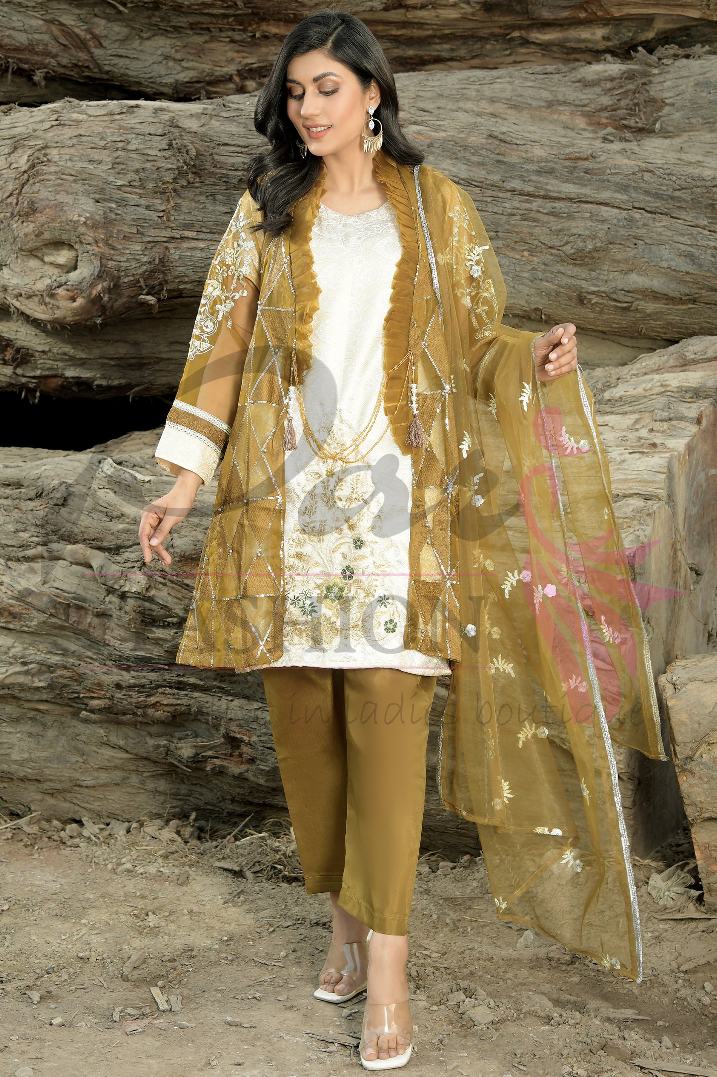 3PC Gown Embroidered