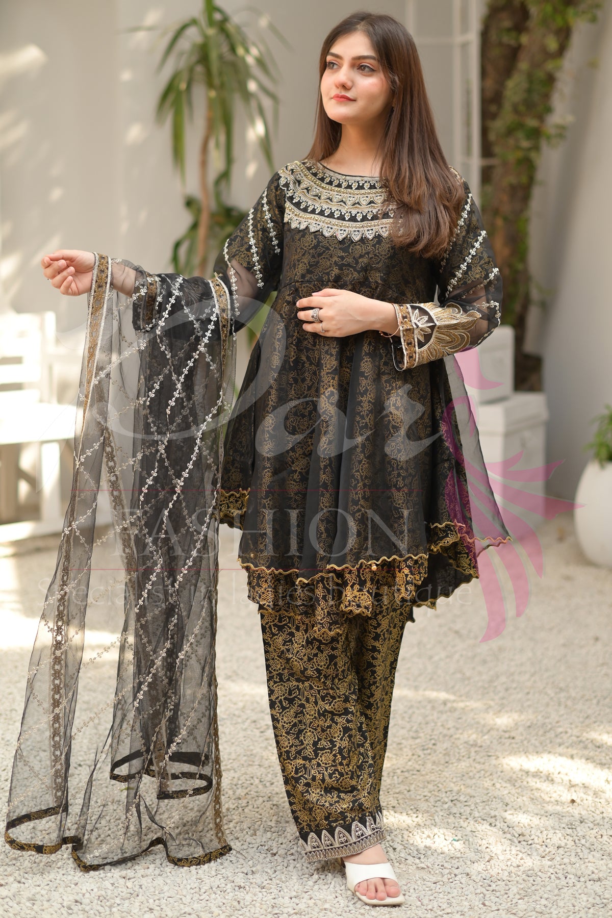 3PC Embroidered Organza Dress
