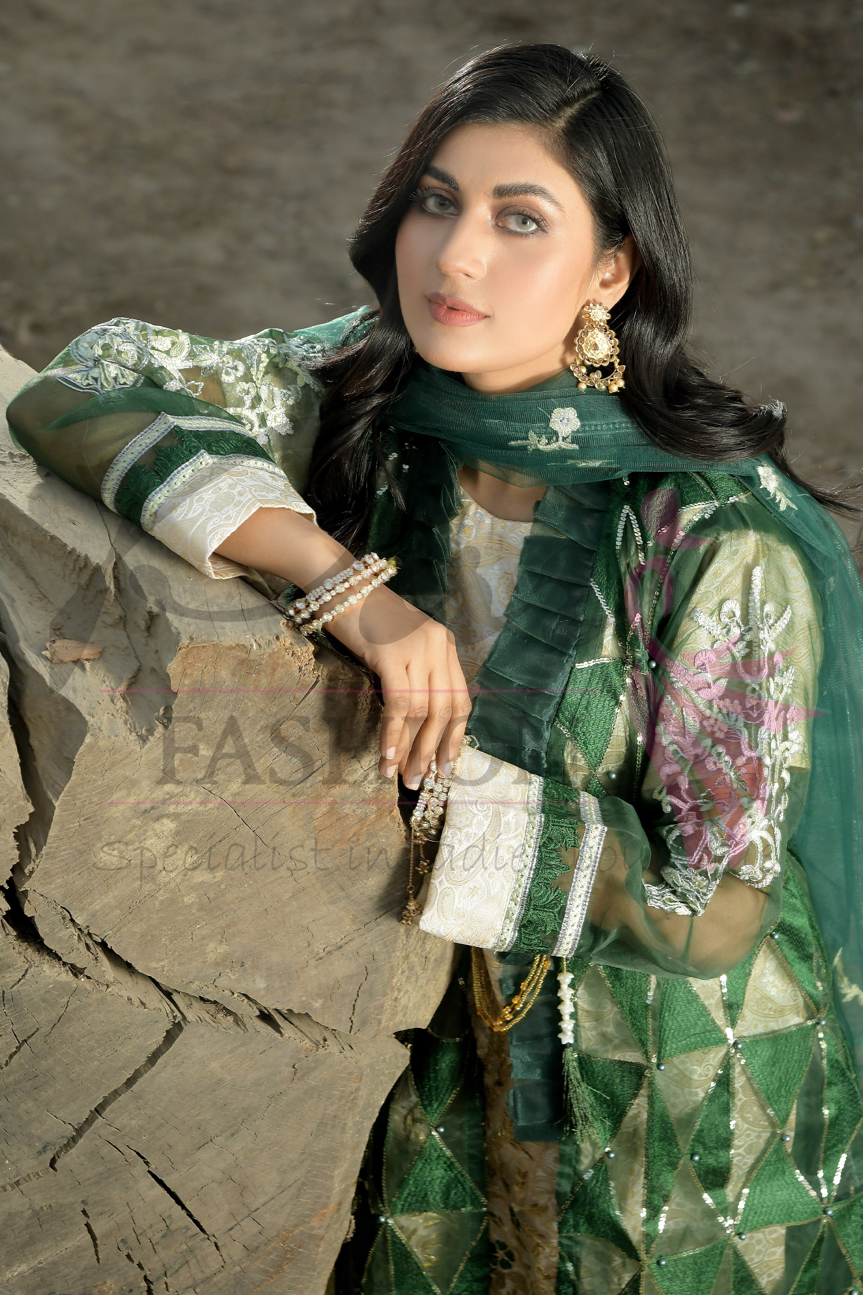 3PC Gown Embroidered