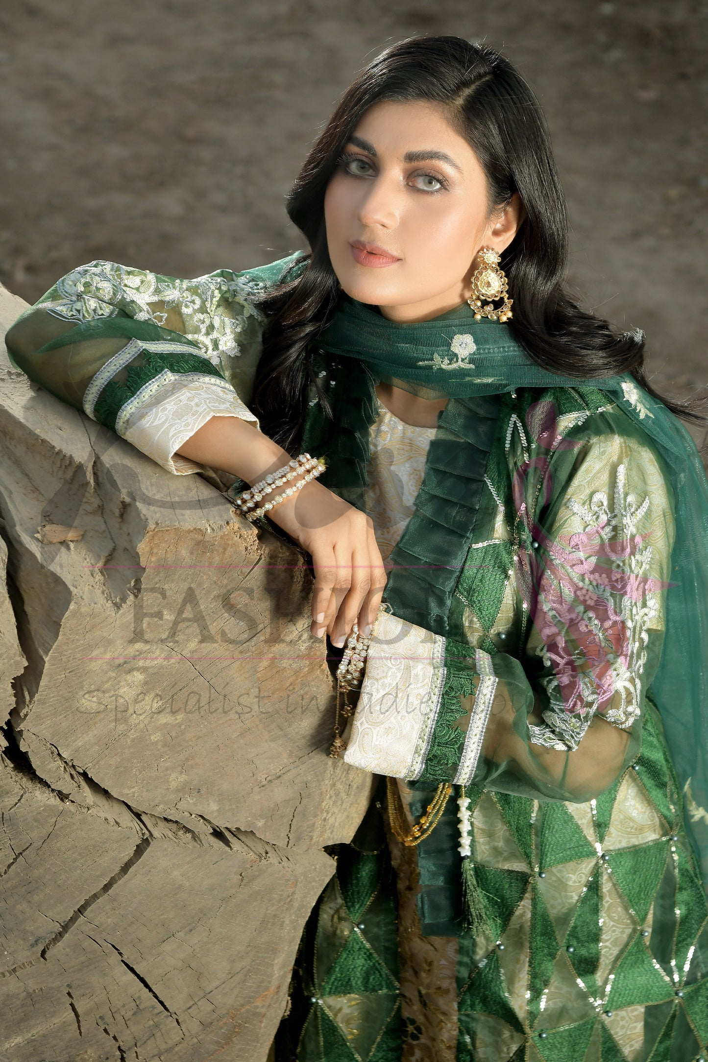 3PC Gown Embroidered