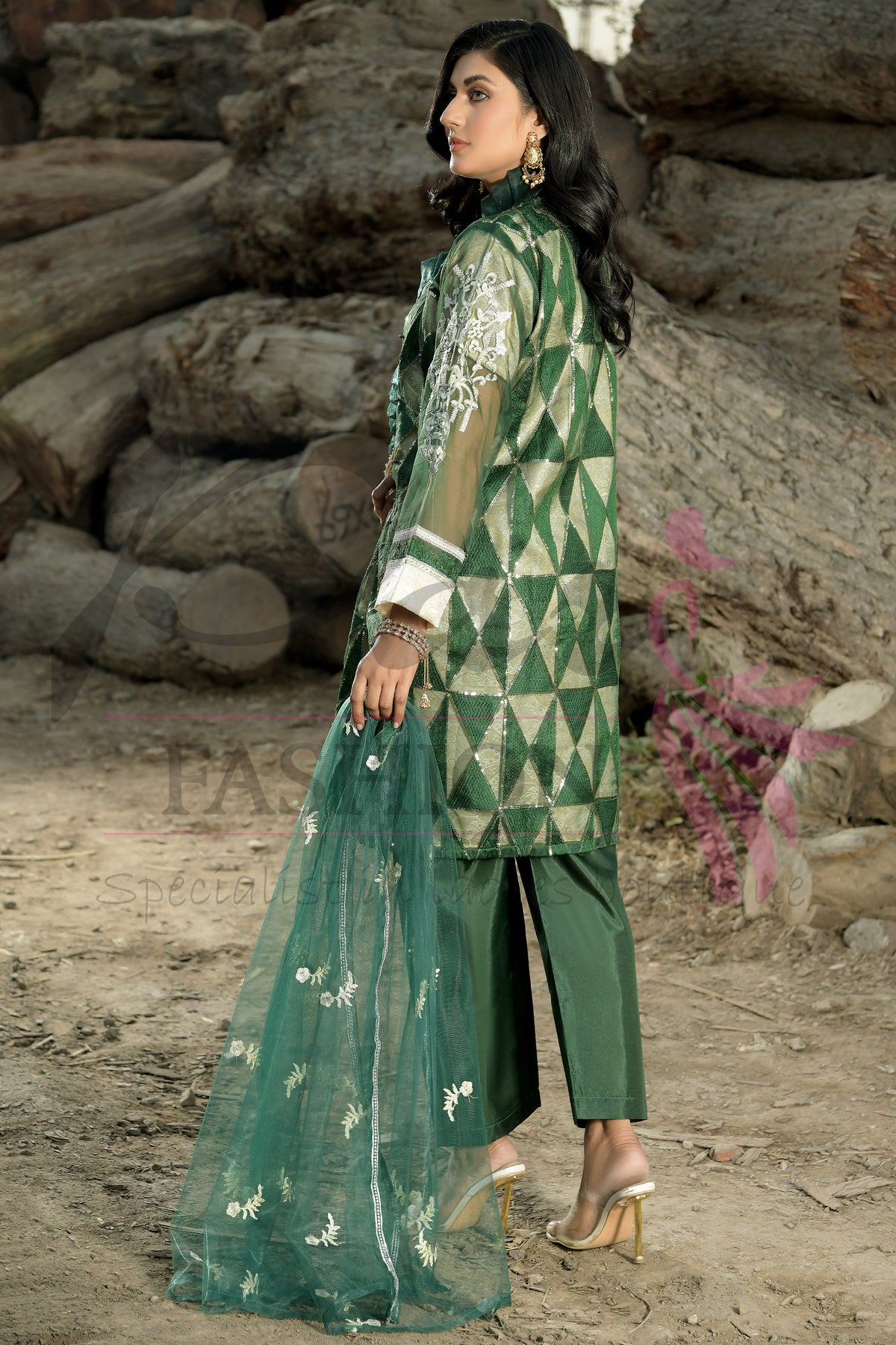 3PC Gown Embroidered