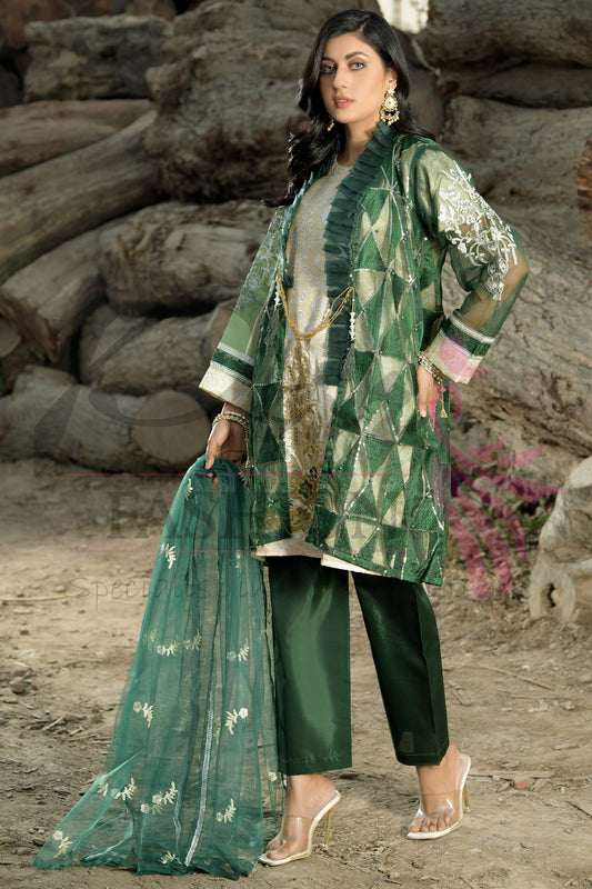 3PC Gown Embroidered