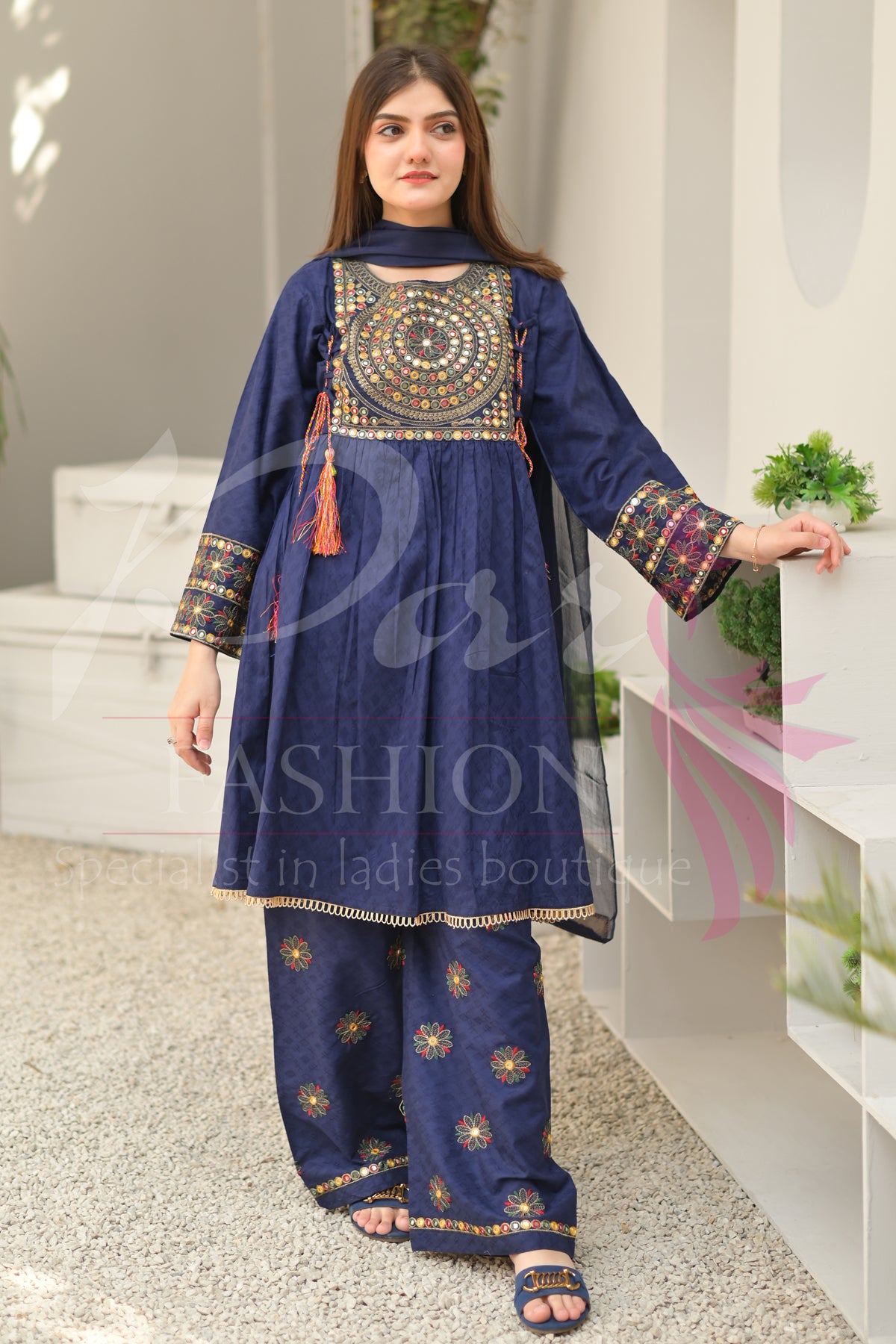 3PC Embroidered jacquard lawn Dress
