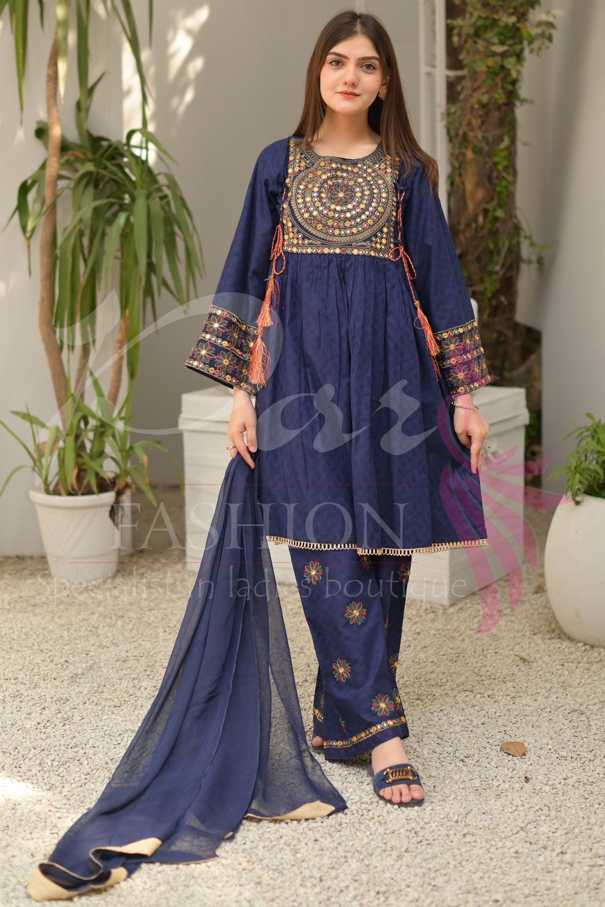 3PC Embroidered jacquard lawn Dress