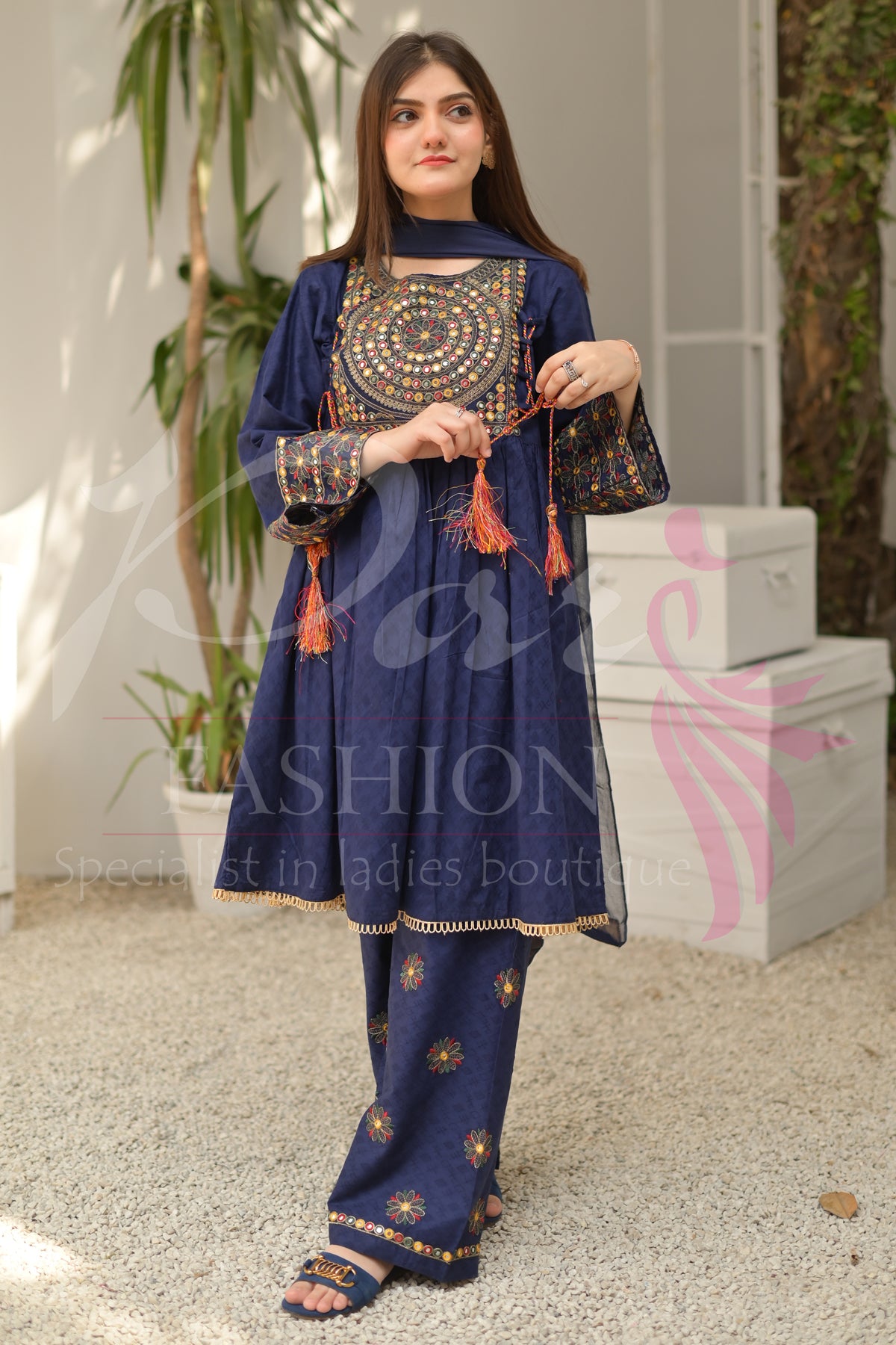3PC Embroidered jacquard lawn Dress