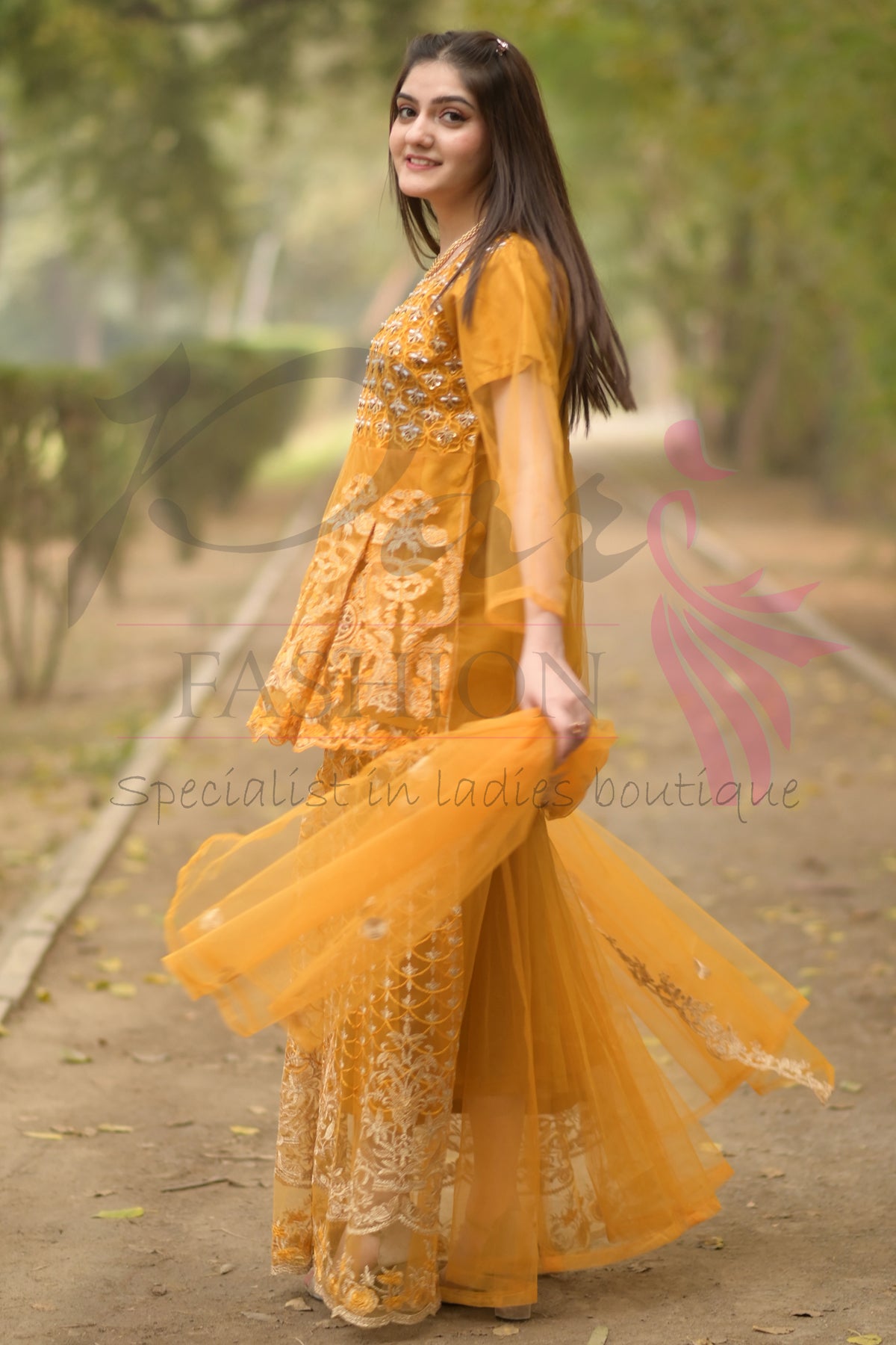 3PC Embroidered Net Dress